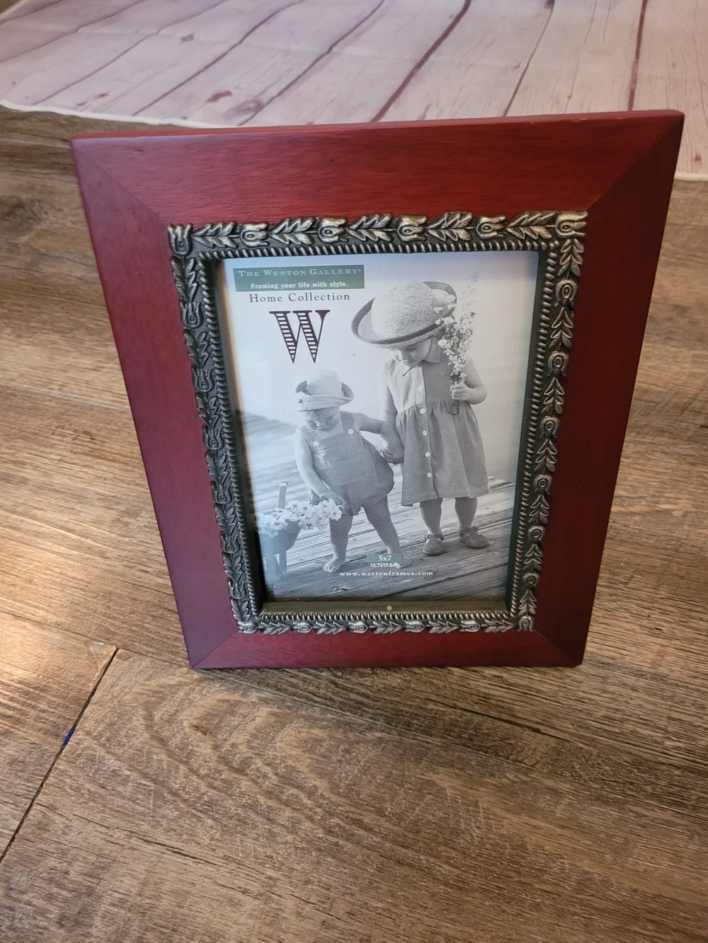 Weston Gallery Home Collection Cherry Wooden 5x7 Picture Frame Metal Border